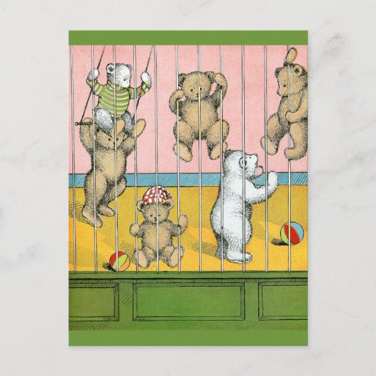 Teddybären hinter Gittern Postkarte (Vorderseite)