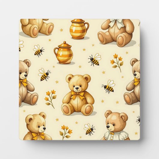 Teddybären Honigbienen Kinderzimmer Muster Fotoplatte (Vorderseite)