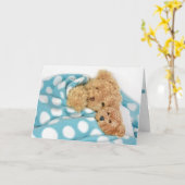 Teddybären im Bett erhalten gut bald Karte (Gelbe Blume)