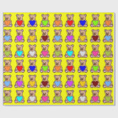 Teddybären mit gelbem Herzen Geschenkpapier (Flach)