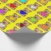 Teddybären mit gelbem Herzen Geschenkpapier (Ecke)