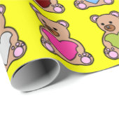 Teddybären mit gelbem Herzen Geschenkpapier (Rolleneckpunkt)