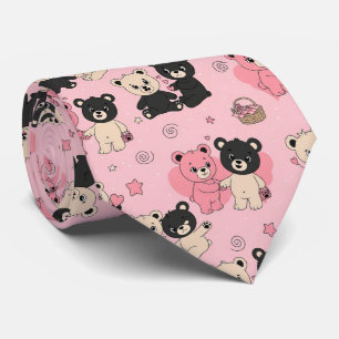 Teddybären mit Herzen und Rosa - Valentinstag (1) Krawatte