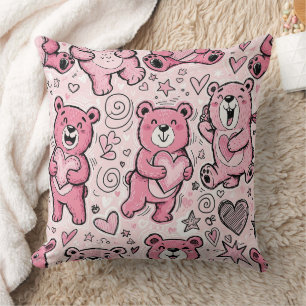 Teddybären mit Herzen und Rosa - Valentinstag (5) Kissen