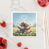 Teddybären mit Löwenzahnherz Serviette (Beispiel)