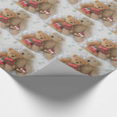 Teddybären mit Weihnachtsgeschenk-Packpapier Geschenkpapier (Ecke)