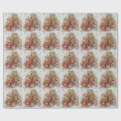 Teddybären mit Weihnachtsgeschenk-Packpapier Geschenkpapier (Flach)