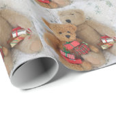 Teddybären mit Weihnachtsgeschenk-Packpapier Geschenkpapier (Rolleneckpunkt)