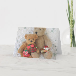 Teddybären mit Weihnachtsgeschenkkarte Feiertagskarte
