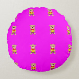 Teddybären Modern Pink Magenta Rundes Kissen