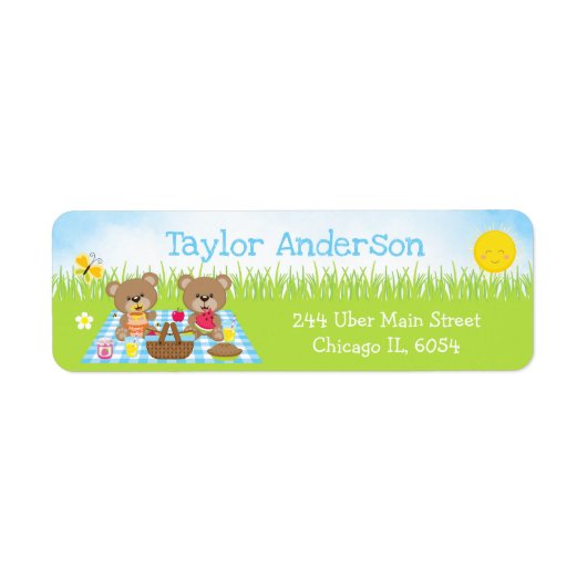 Teddybären Picknick Junge Blau Gingham (Vorne)