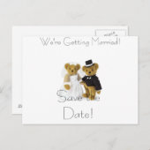 Teddybären, Save the Date! Wir kommen... Ankündigungspostkarte (Vorne/Hinten)