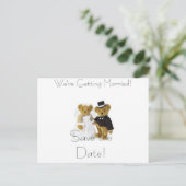 Teddybären, Save the Date! Wir kommen... Ankündigungspostkarte (Stehend Vorderseite)