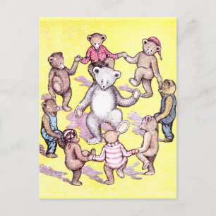 Teddybären spielen Ringelreihen Postkarte