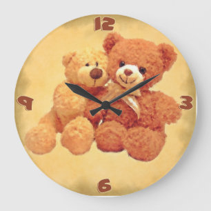 Teddybären-Uhr Große Wanduhr