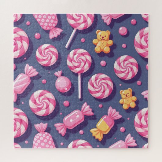 Teddybären und Bonbonmuster Puzzle (Horizontal)