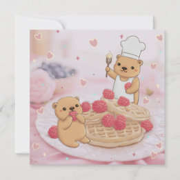 Teddybären & Waffeln Feiertagskarte