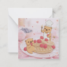 Teddybären & Waffeln Mitteilungskarte
