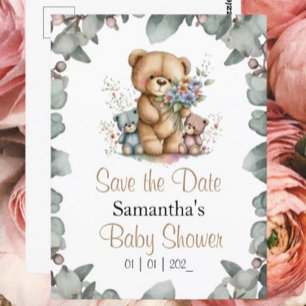 Teddybären Zwillinge Aquarell  Datum Postkarte