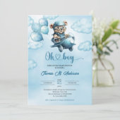 Teddybärenavigator mit Ballons Einladung (Stehend Vorderseite)