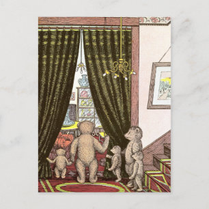 Teddybärenfamilie am Fuße der Treppe Postkarte