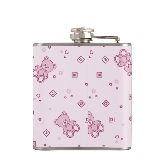 Teddybärhintergrund Rosa Flachmann (Rückseite)