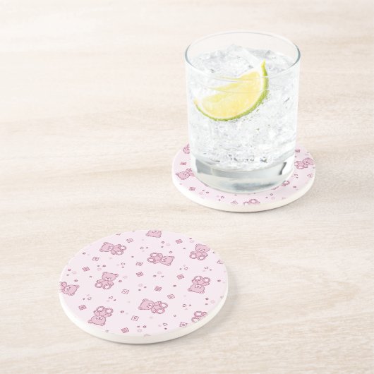Teddybärhintergrund Rosa Getränkeuntersetzer (Seite)