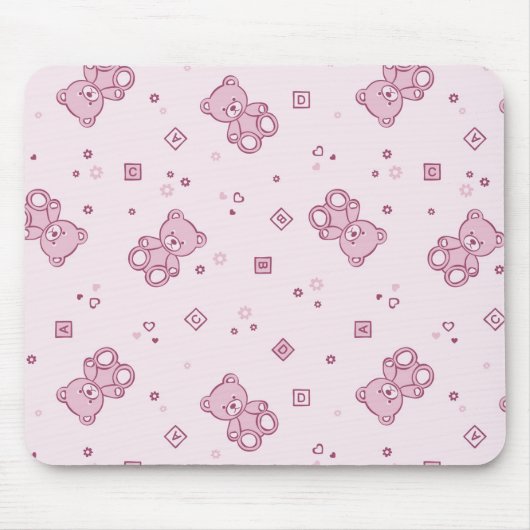 Teddybärhintergrund Rosa Mousepad (Vorne)