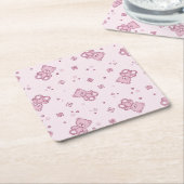 Teddybärhintergrund Rosa Rechteckiger Pappuntersetzer (angewinkelt)