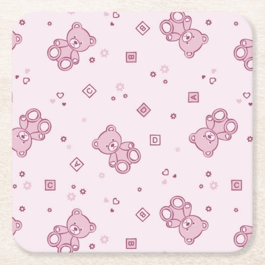Teddybärhintergrund Rosa Rechteckiger Pappuntersetzer (Vorderseite)