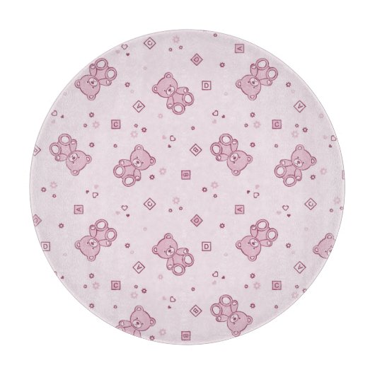 Teddybärhintergrund Rosa Schneidebrett (Vorderseite)