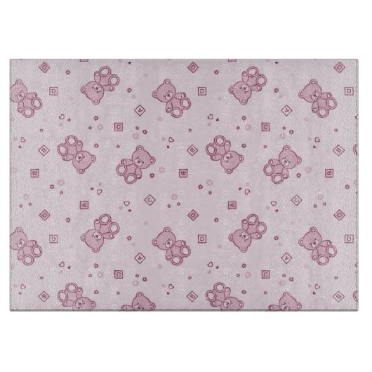 Teddybärhintergrund Rosa Schneidebrett (Vorderseite)