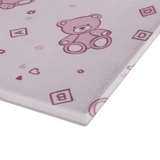 Teddybärhintergrund Rosa Schneidebrett (Ecke)