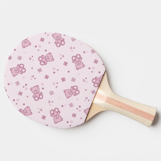 Teddybärhintergrund Rosa Tischtennis Schläger (Seitenansicht)