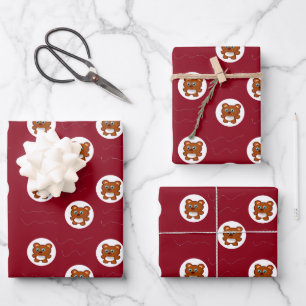 Teddybärmuster Geschenkpapier Set