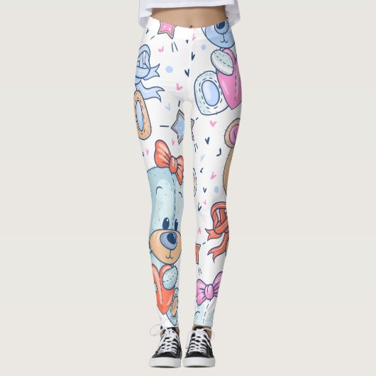 Teddybärmuster Leggings (Vorderseite)