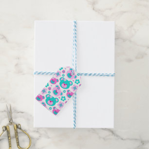 Teddybärn-Blumenrosaaqua-Geschenkumbau Geschenkanhänger