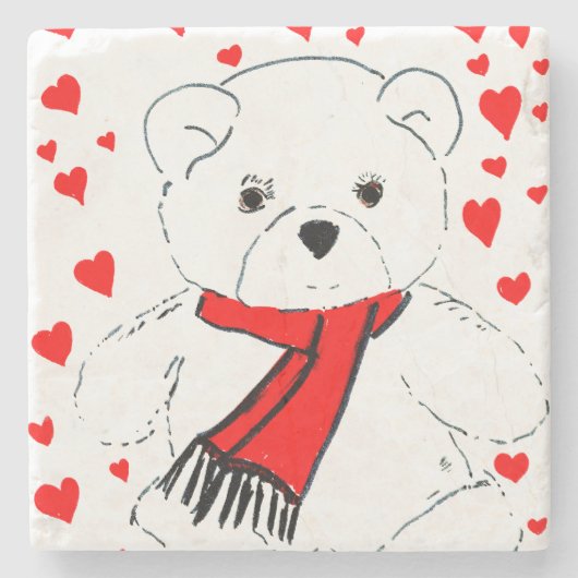 Teddybärn-Liebe Steinuntersetzer (Vorderseite)