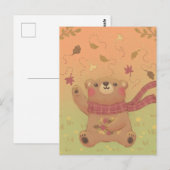 Teddybärs Herbstlaub Postkarte (Vorne/Hinten)