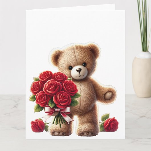 Teddybärs romantische Geste Karte (Vorderseite)