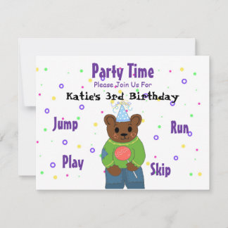 Teddybear Partys Time Einladung