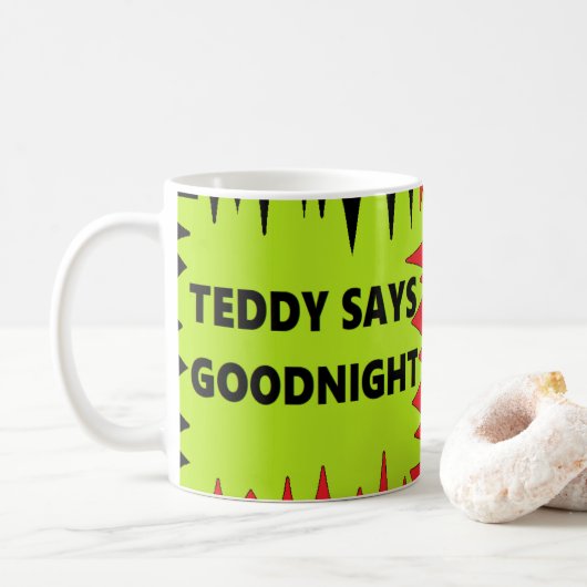 Teddybear Teddy sagt gute Nacht Spaß gemischte Far Kaffeetasse (Mit Donut)