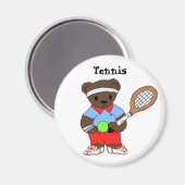 Teddybear Tennis Player Magnet (Vorderseite/Rückseite)