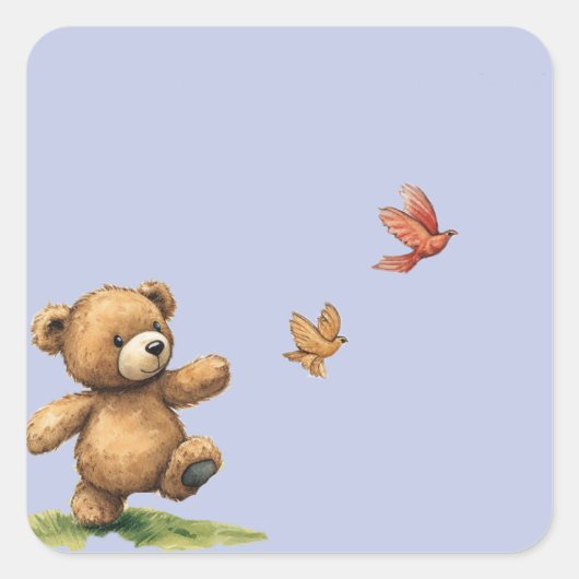 TEDDYBEAR WALKING QUADRATISCHER AUFKLEBER (Vorderseite)