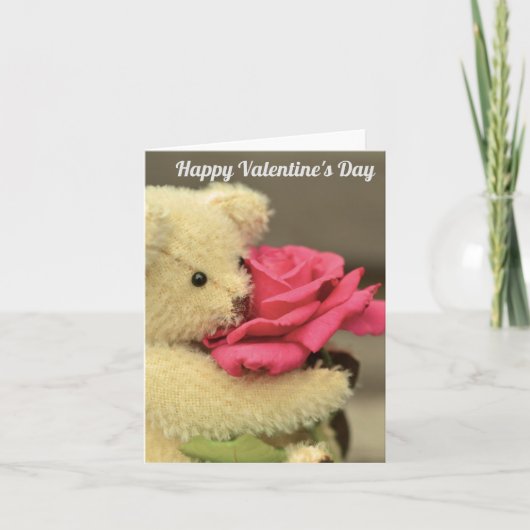 Teddybear with Rose Valentine's Day Karte (Vorderseite)