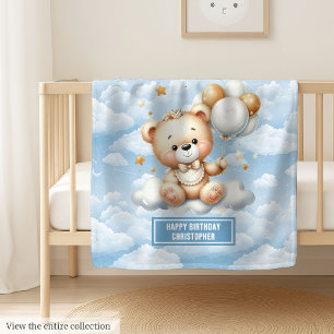 Teddydecke zum ersten Geburtstag mit Monogramm-Nam Fleecedecke