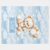 Teddydecke zum ersten Geburtstag mit Monogramm-Nam Fleecedecke (Vorderseite (Horizontal))