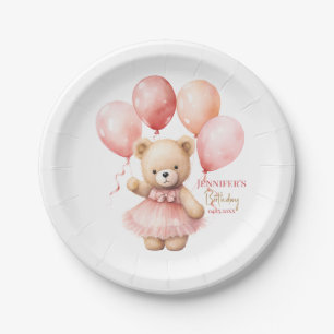 Teddymädchen 1. Geburtstag Papierplatten Beary  Pappteller
