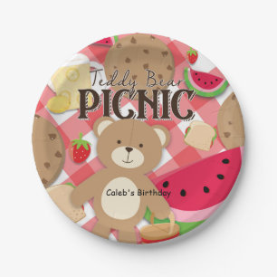 Teddypicknick-Sommer-Geburtstagsfeier Benutzerdefi Pappteller