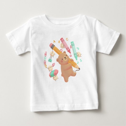 Teddy's Back to School Illustration Baby T-shirt (Vorderseite)
